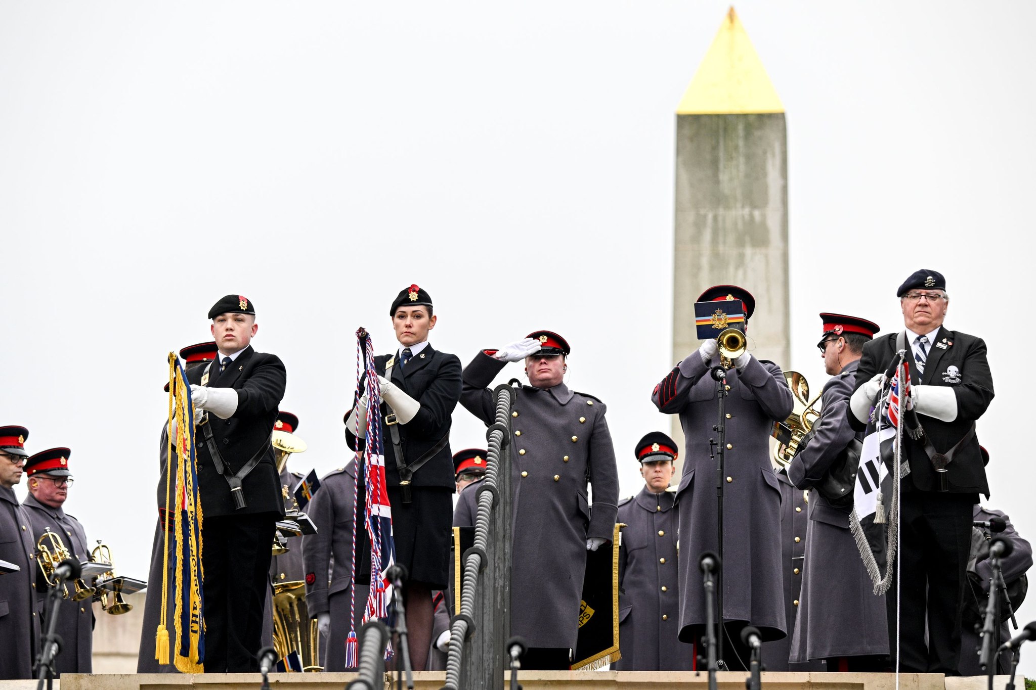 Bugler sounding The Last Post on the Armed Forces Memorial