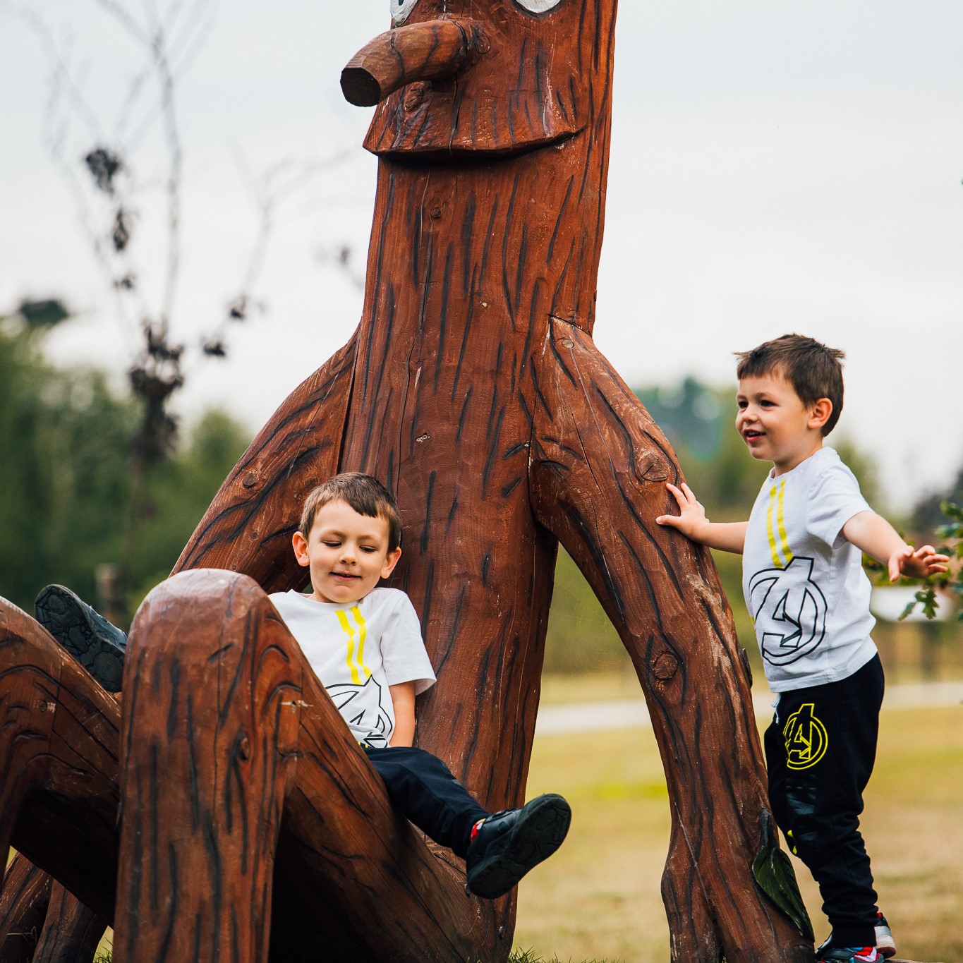 Children doing the stick man trail