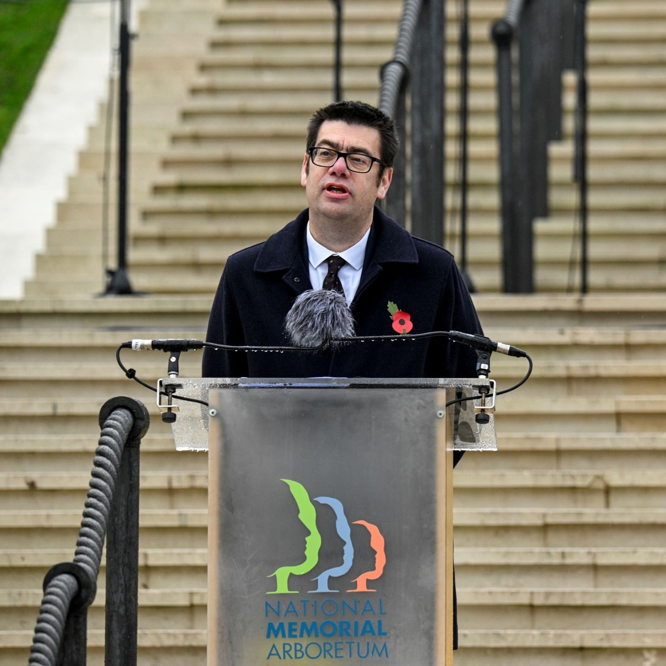 Mark Ellis, National Memorial Arboretum Lead, speaking at the Remembrance Sunday Service in 2023