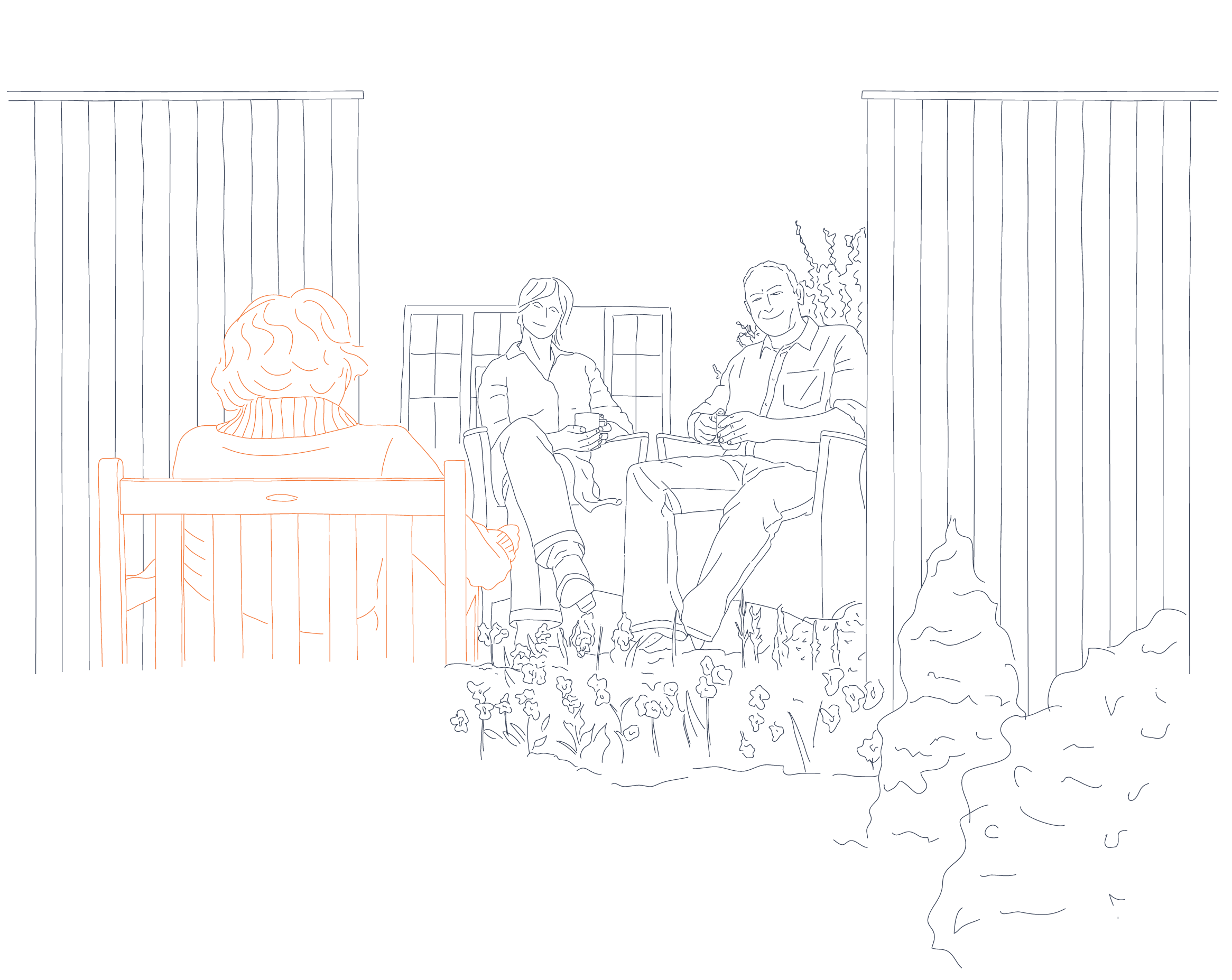 Sketch of family enjoying time together