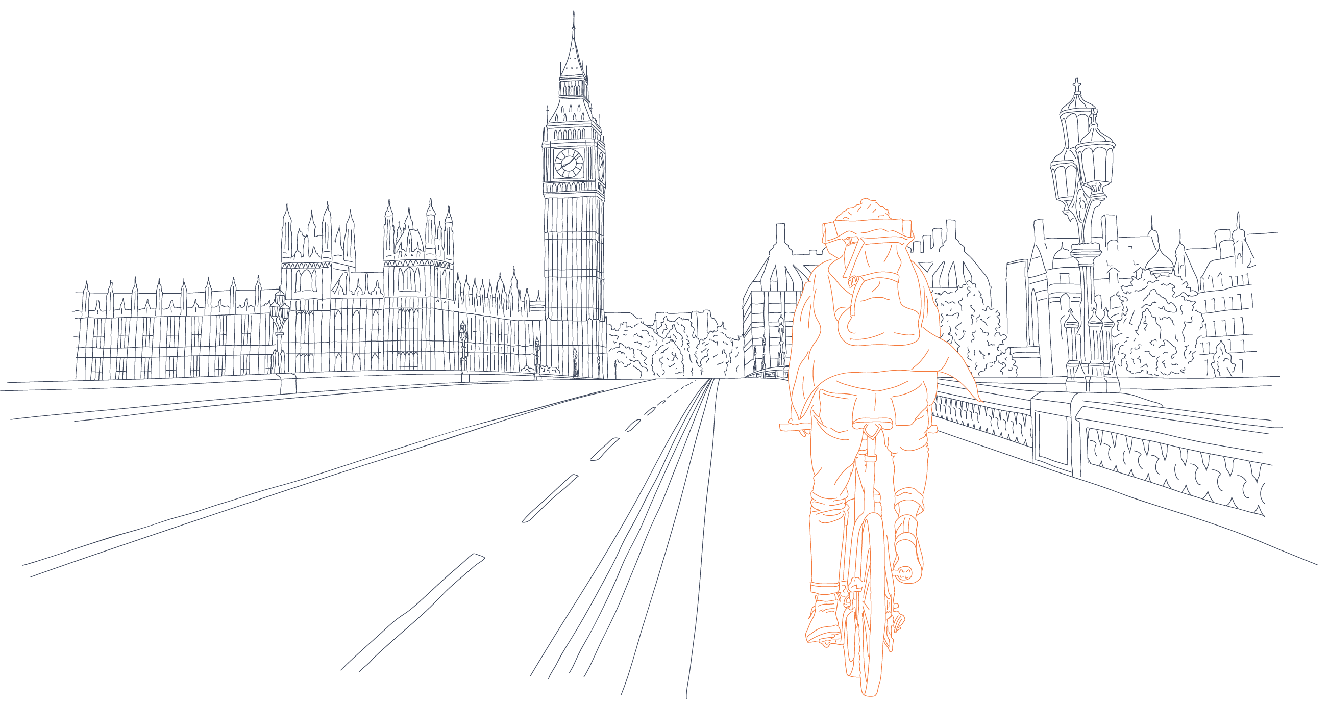 Sketch of cyclist in london
